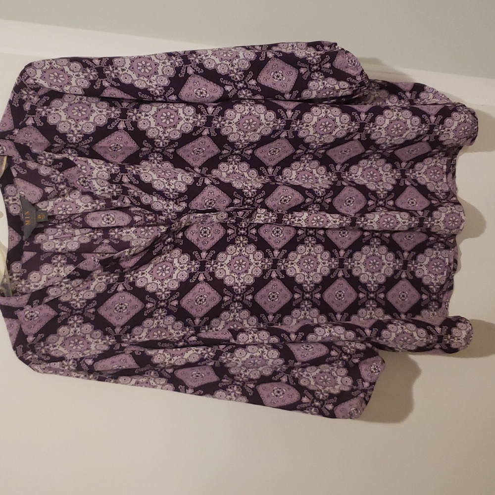Women's Oversized Button Down Print Blouse Size 2x